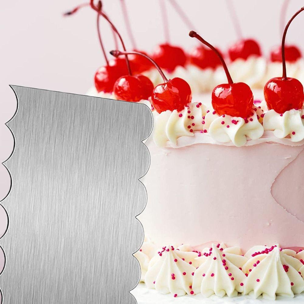 Double Sided Stainless Steel Cake Scraper Triming Decorating Contour Comb   Cake Edge