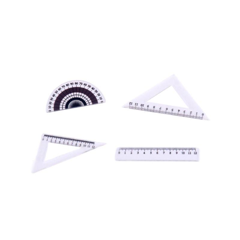 6/3Set Mini Ruler Triangle Rulers Dollhouse Simulation Miniature Creative School Model Dollhouse Accessories Home Decor
