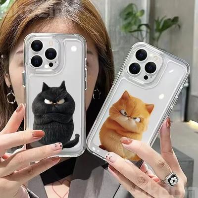 Cute Cartoon Cat Phone Case For iPhone 16 Pro Max 15 14 13 12 11 Pro Max Mini X XS XR 7 8 16 Plus Shockproof Clear Back Cover