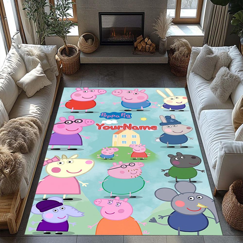 Peppa Pig Customize Your Name Carpet Design for Playrooms Kitchen Living Rooms Balcony Antislip Carpet Office home decor Wedding Party Gift