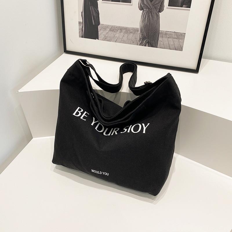 Fashionable And Chic Canvas Tote Bag Trendy 2024 Women s Underarm Handbag чёрный