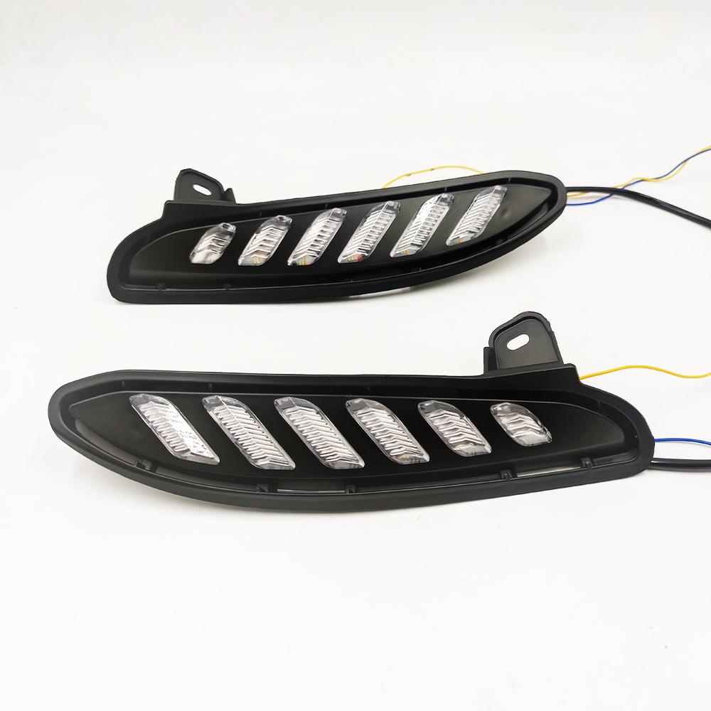 1 Pair For Toyota Harrier Venza Car DRL Lamp LED Daytime Running Light Dynamic Yellow Turn Signal Relay