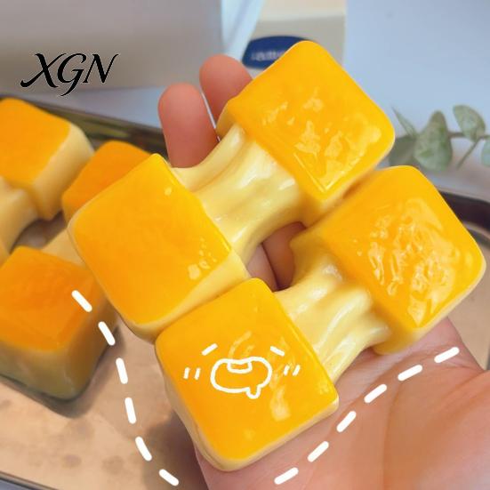 Kids Stress Relief Toy 10Pcs Rice Cake Squeezing Soft Squeeze Realistic Cheese Elastic TPR Baked Design for Desk Relax & Gift