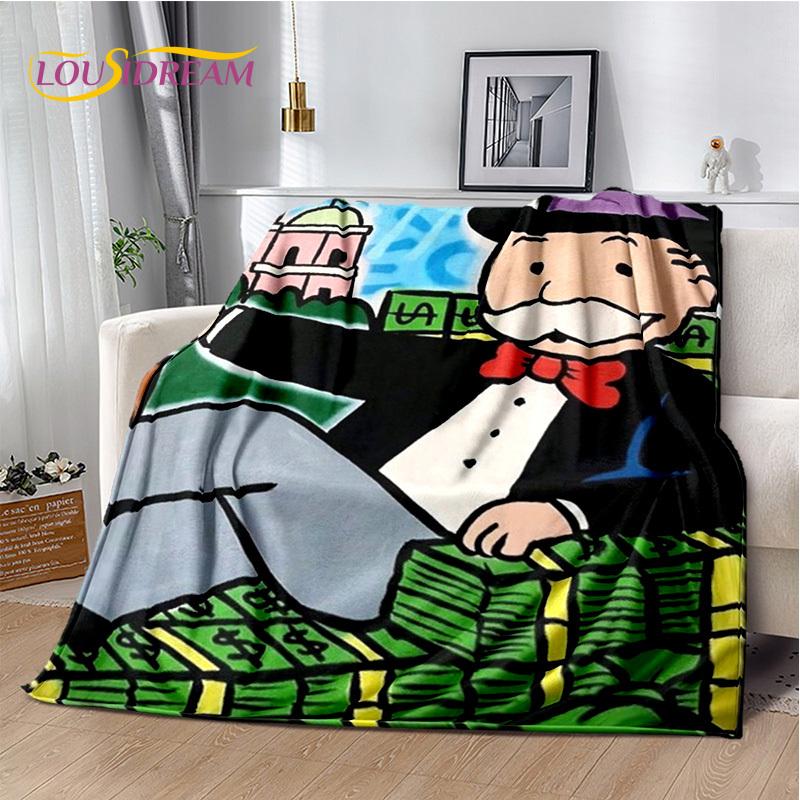 Rich Man Game Monopoly Dollar Cartoon Blanket,Soft Throw Blanket for Home Bedroom Bed Sofa Picnic Travel Office Cover Child Gift