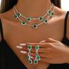 Emerald Clavicle Necklace with Rhinestone Water Drop Pendant - Luxury Jewelry