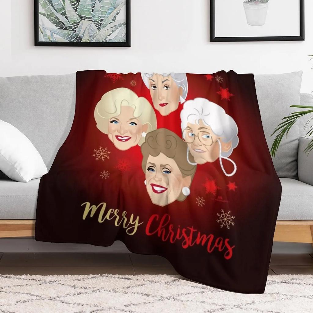 Golden Christmas Throw Blanket Fuzzy Plush Throw Blanket for Sofa Chair