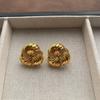 Exquisite three-dimensional metal twist spiral stud earrings with diamonds, retro temperament earrings