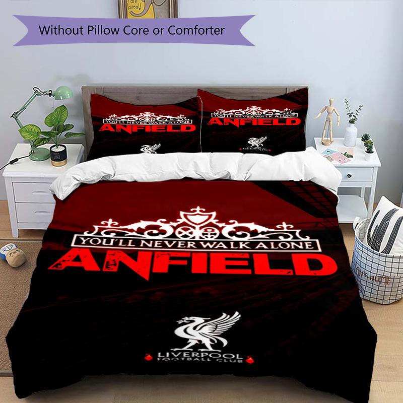 Set copripiumino 3 pezzi (1*Copripiumino + 2*Federe, Senza Nucleo),Set Biancheria da Letto con Stampa Liverpool F.C, Decorazione Camera da Letto, Per Tutte le Stagioni, Regalo di Compleanno