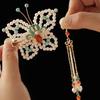 Starožitný styl Nová pokrývka hlavy Motýlí sponka do vlasů Okrajová sponka Hanfu Qipao Doplňky Kolekce Korálková okrajová sponka
