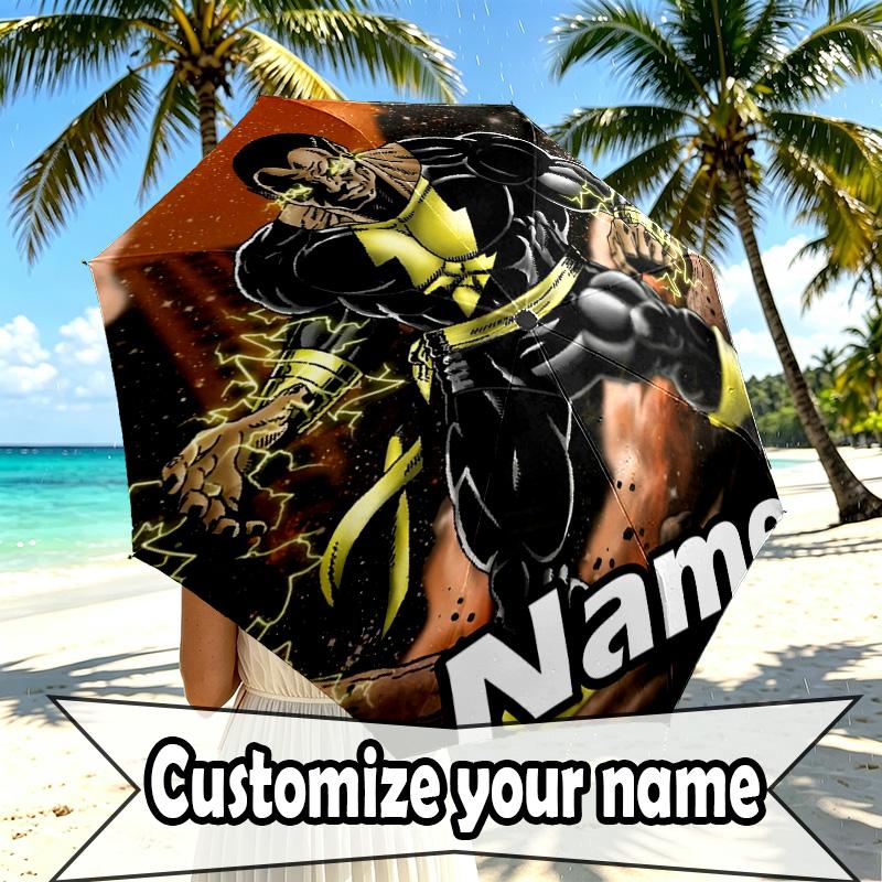 Custom Name Personalized Superhero Movies Print Umbrella, Auto Open Close, 8‑Rib Sturdy Frame, Commute Camping Hiking Use, Birthday Gift