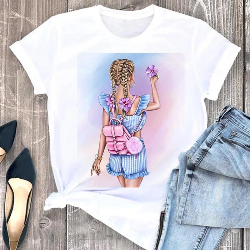 Fashion Flower Girl Graphic Print T Shirt Women Unisex Casual Crew Neck T Shirt Short Sleeve T Shirt Unisex