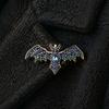 Bat Shaped Pin Halloween Rhinestone Brooch, Retro Gothic Lapel Punk Style Animal Badge Pin, Jewelry Accessory for Clothing Bags Scarves Sweaters Metal