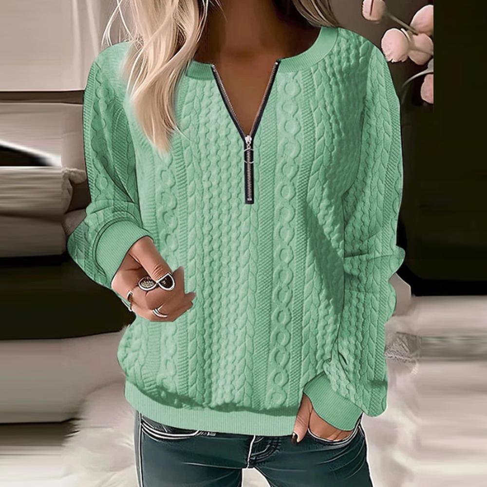 

Женский вязаный джемпер на молнии с V-образным вырезом, женский повседневный свободный пуловер, свитер