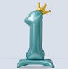 Large Number One Foil Balloon with Inflatable Base and Crown Decoration Suitable for Birthday Party Celebration Event Decoration Indoor Outdoor Use