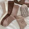 Zhuji Women's Mid-Calf Korean Style Socks - Autumn/Winter Japanese Preppy Long Tube Pile Socks