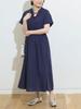 Beams Heart Dress [Pre-order] Gathered Skipper Dress, Women's, Purple Blue, One Size