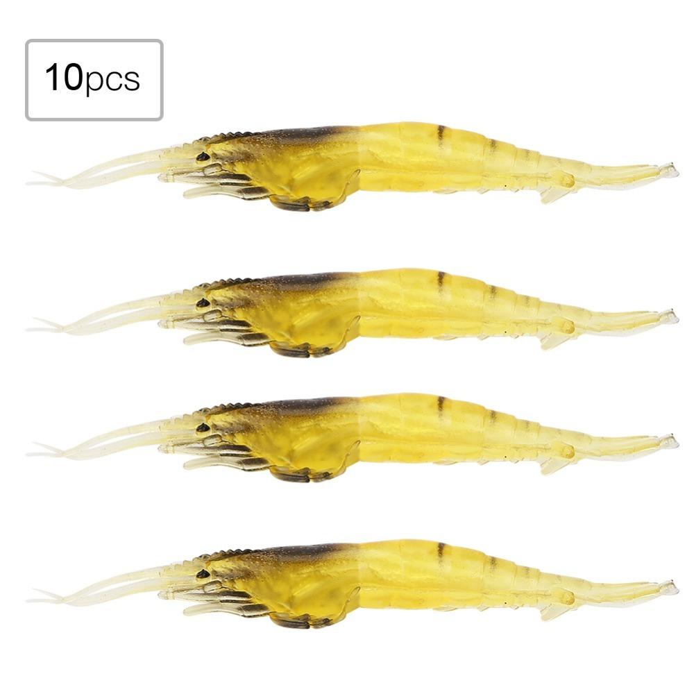 10PCS Leurres Crevettes PVC Leurres Souples de Pêche Appâts Crevettes Durables Pêche au Bar