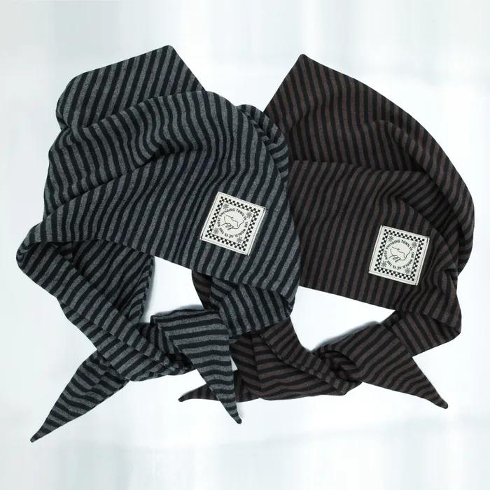 2000s Stripe Hair Kerchief vol.2 (white+grey)