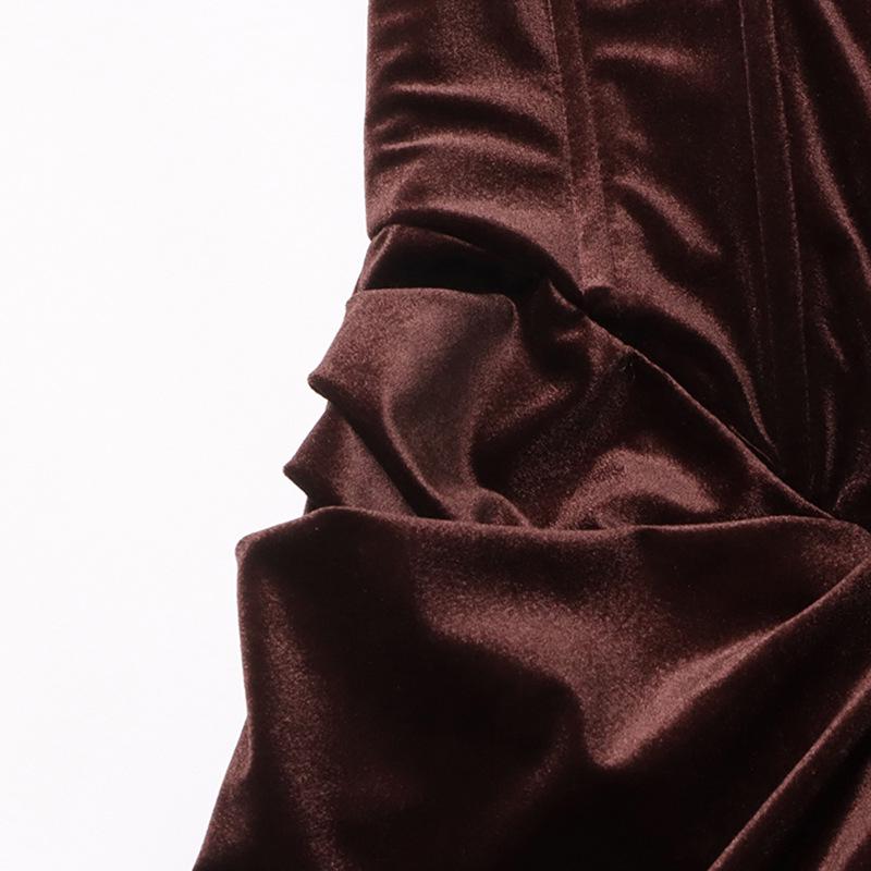 Velvet Faux Two-Piece Twist Dress: Spring 2025 Slimming Long-Sleeve for Women