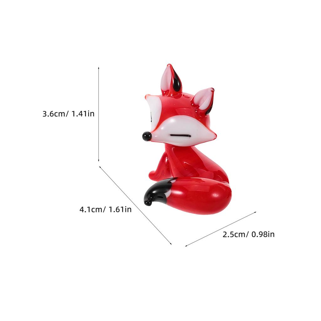 2Pcs Fox Collectibles Animals Figurines For Fairy Garden Miniatures Ornaments Small Glass Fox Statues Table Decoration