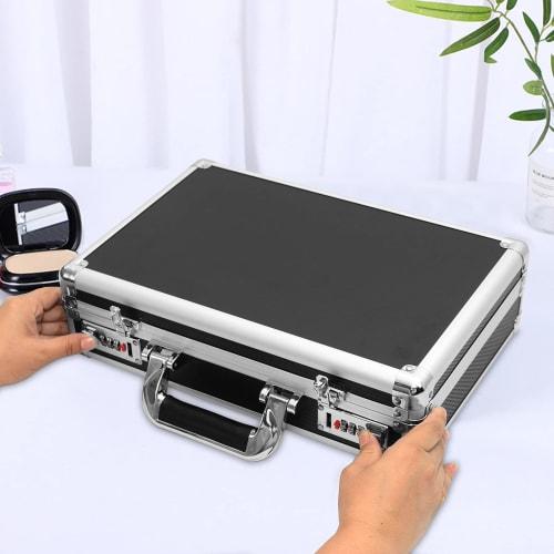 Rxakudedo Attache Case, Aluminum Case with Password Entry, Black, 36cm Long x 10cm Wide x 25cm High (Perfect for Commuting)