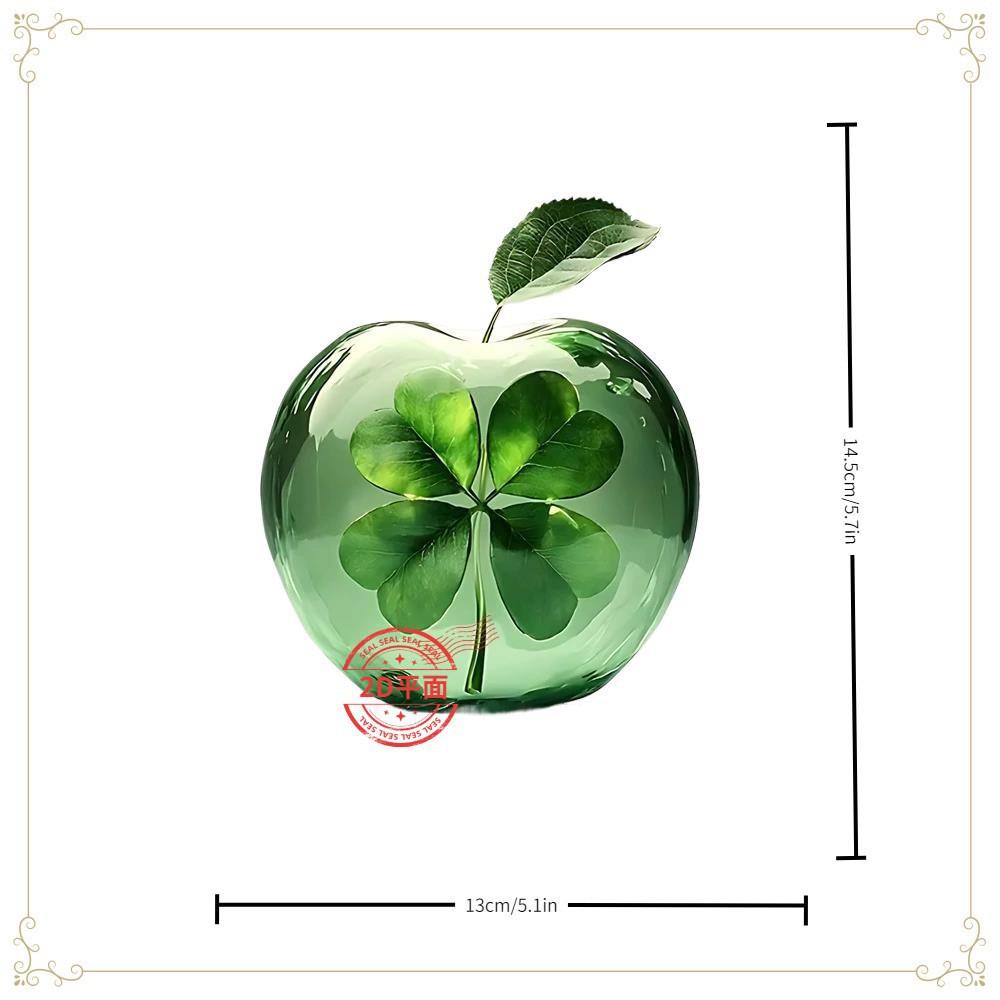 Acrylic Apple-Shaped Table Ornament with Floral Landscape Design 2D