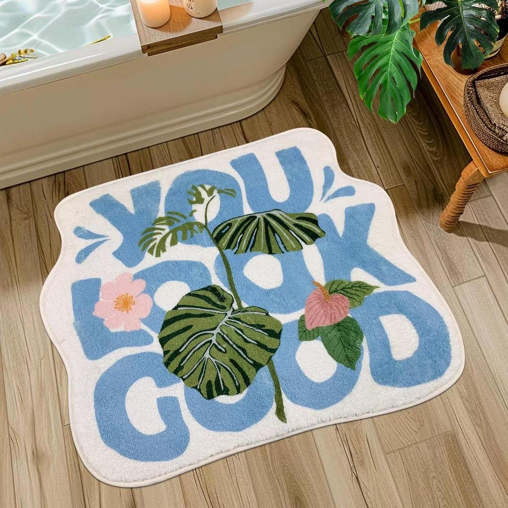 "Creative Imitation Cashmere Absorbent Floor Mats for Bathroom & Entrance - Easy Care"