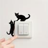 1pc Black Kitten Switch Plate Cover Compatible for Cat-Themed Removable Self-Adhesive Vinyl Sticker Plug Cover Wall Outlet Decoration for Home