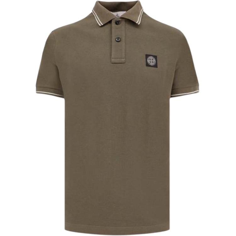 Stone Island Logo Patch Short Sleeve Polo Shirt Men tops Green K1S1522002-SCS0018-V0054 L
