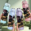 1PC Floral Dark Dragon 750ml Color Plastic Sports Water Bottle Leakproof Flip Straw Lid Suitable for Sports Office Home Use
