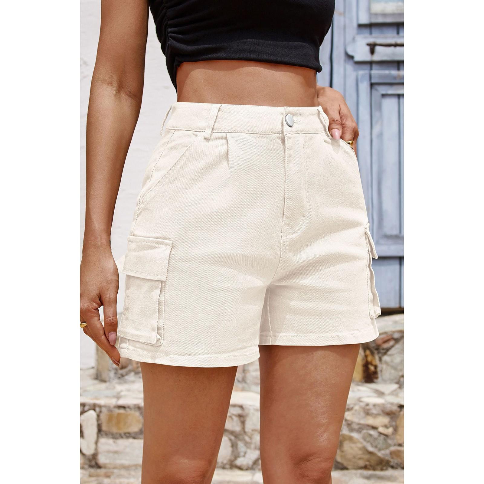 

Женские джинсовые повседневные удобные однотонные рабочие шорты с несколькими карманами, уличные шорты с индивидуальностью для женщин L бежевый