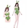 [SENMHS] Bunny Girl Cosplay Sexy Open-Crotch Bunny Costume Leotard – High-Cut Bold Lingerie, One Size (Green)