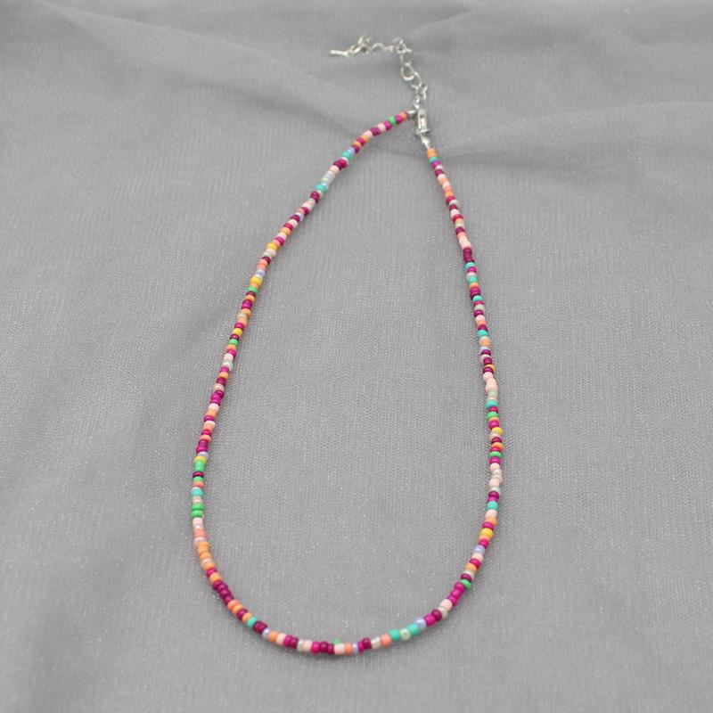 New Bohemia Handmade Rainbow Seed Beads Simple Strand Choker Necklace Women Collar Charm Colorful Femme Chains boho Jewelry Gift