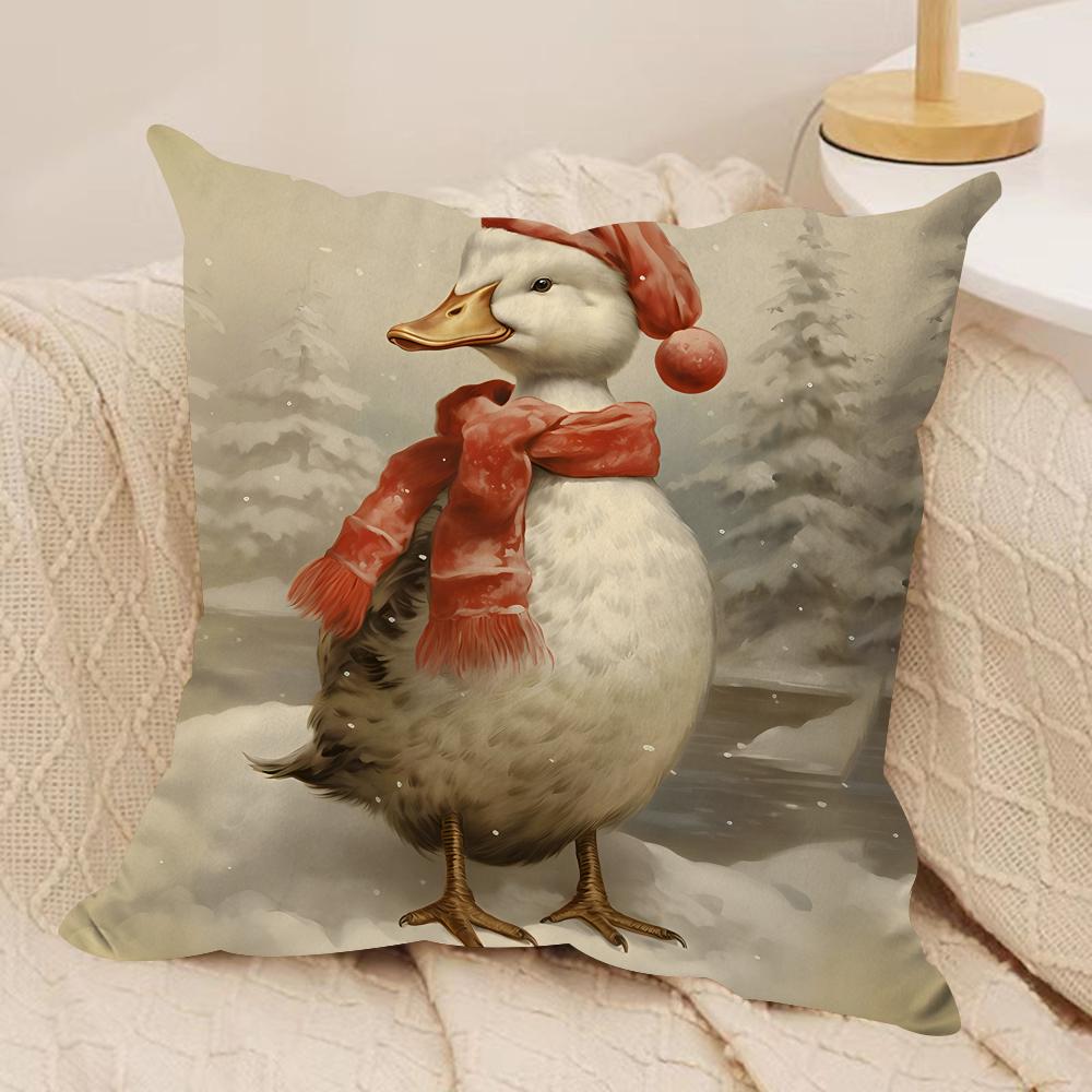 Animals Cute Retro Cartoon Cushion Cover Silky Short Plush Invisible Zipper Dustproof Sofa Pillow Case For Home Decor