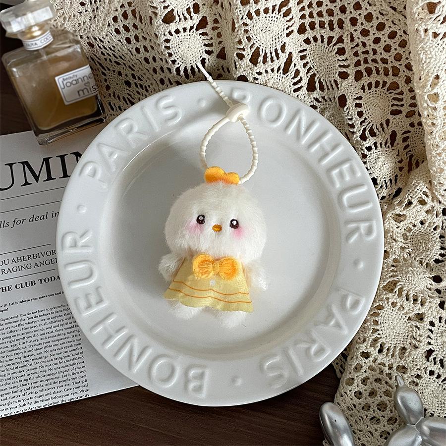 

Cute Skirt Chicken Plush Doll Bow Chicken Doll Hanging Ornament Rag Doll Children s Toys height about 9cm