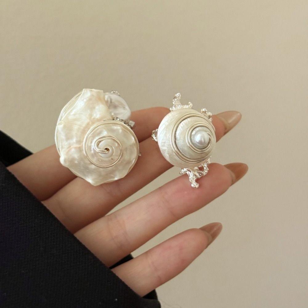 Natural Shell Snail Ring Korean Style Bohemia Finger Ring Creative Ocean Animal Ring Couple
