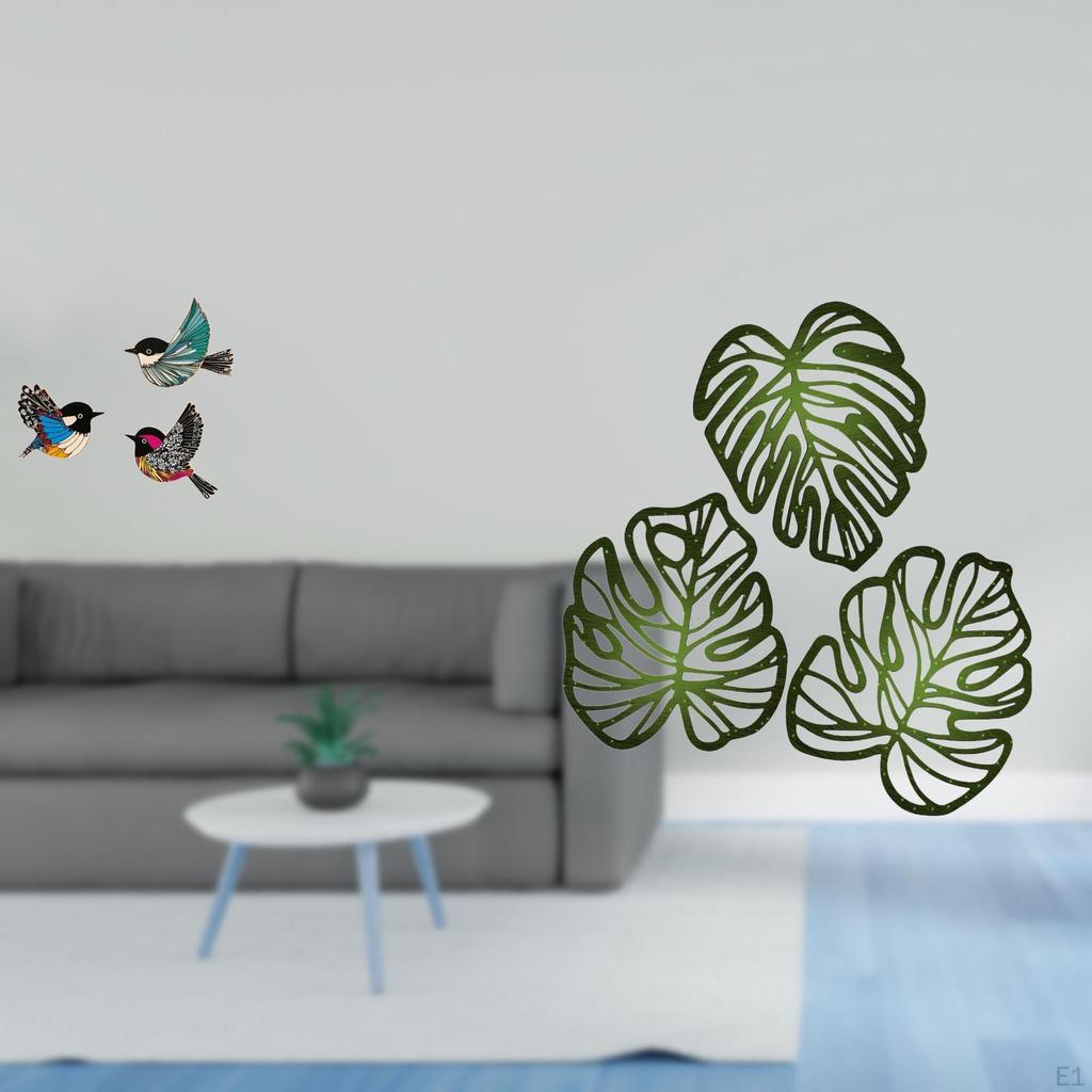 Wooden Bird And Palm Leaves Wall Art Set Creative Flying Birds Tropical Jungle Decor for Garden