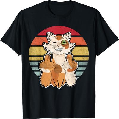 T-shirt Chat Chat Chat Doigt d'Honneur Rétro Vintage