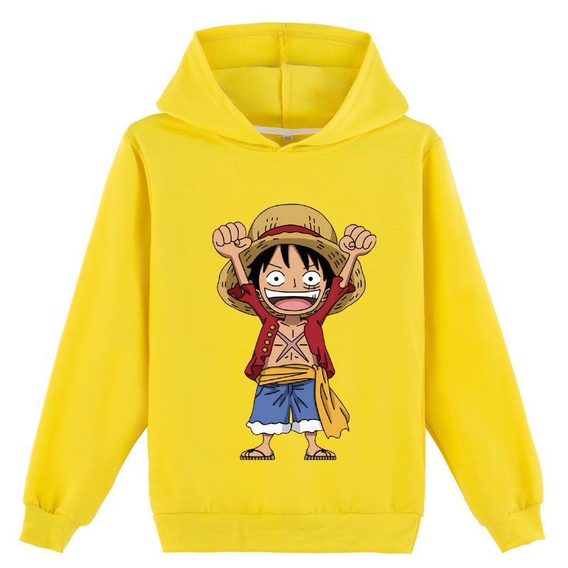 Kindermode Cartoon Anime Protagonist Luffy Aufdruck Hoodie Herbst Winter Warm Bequem Lässig Täglicher Hoodie