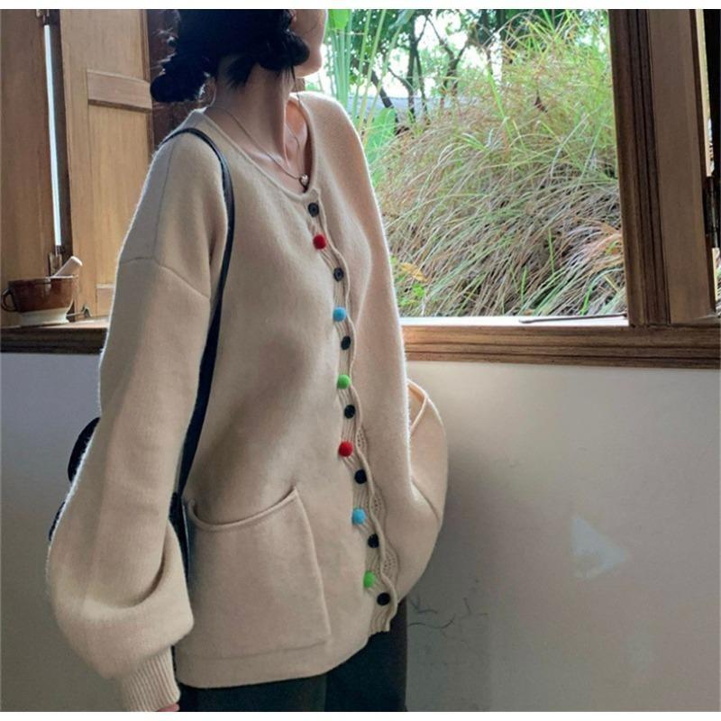 Cardigan lavorato a maglia taglia grande Autunno e Inverno Nuovo Retro Giacca maglione larga