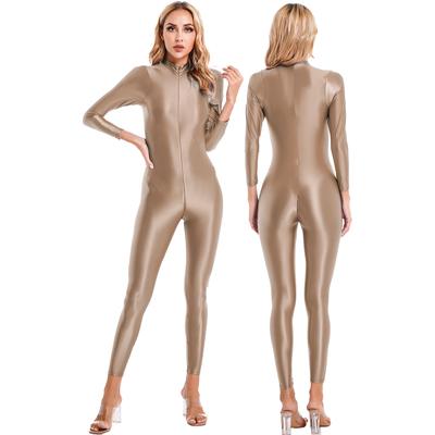 Gladde dameslingerie, enkellange, dubbelzijdige bodysuit met ritssluiting voor yoga-gymnastiekclubkleding