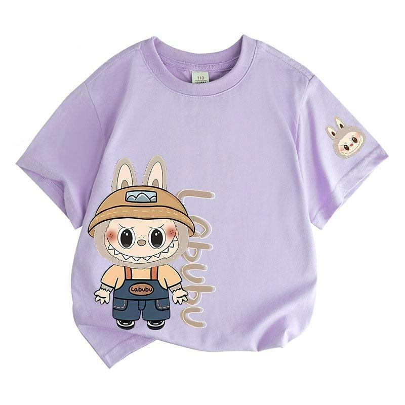 LABU Letter Elf Cartoon Graphic Printed T-shirt Kids and Women Tees Top Summer Casual Men's Unisex Short Sleeve Clothing