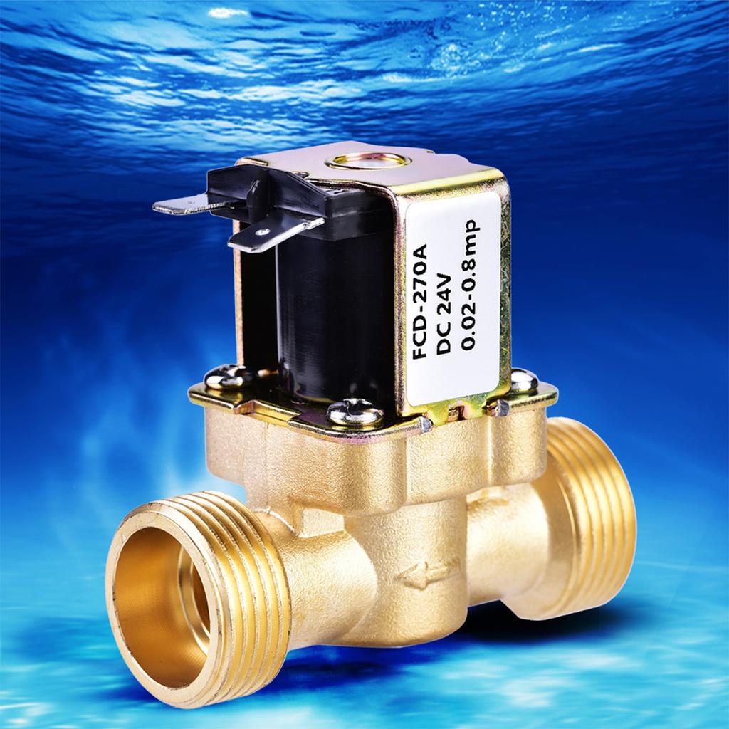 3Celsius4   24V Solenoid Valve, Electric Solenoid Valve Water   Control with Brass Body for Steady  , Easy Installation