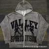 Premium Streetwear Hoodie With Rhinestone Embellishment Oversized Zip-Up Sweatshirt Men Cotton Blend Loose Fit