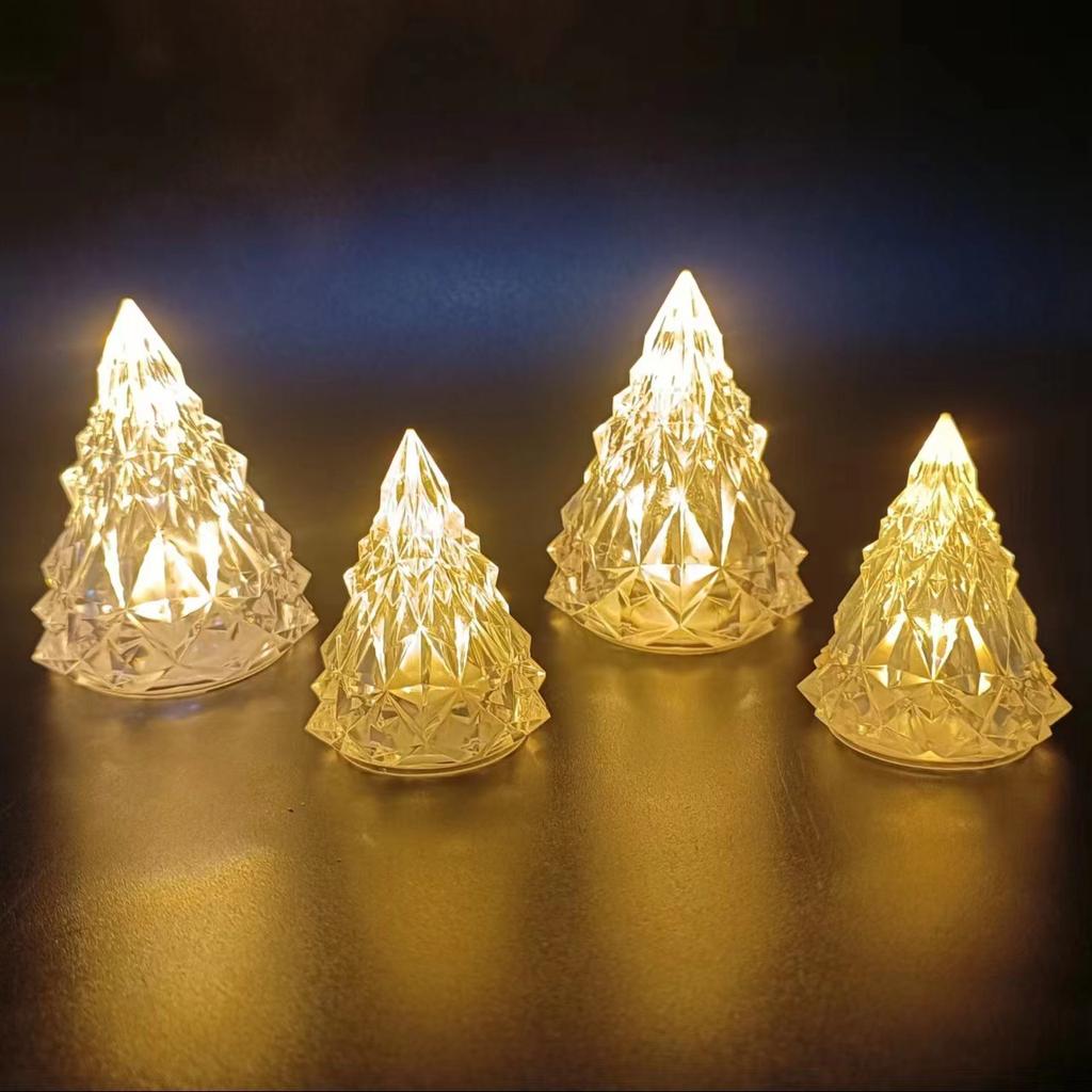 Crystal Candles LED Light Transparent Flameless Battery Power Lantern Night Lamp Wedding Party Birthday Xmas Halloween Decor
