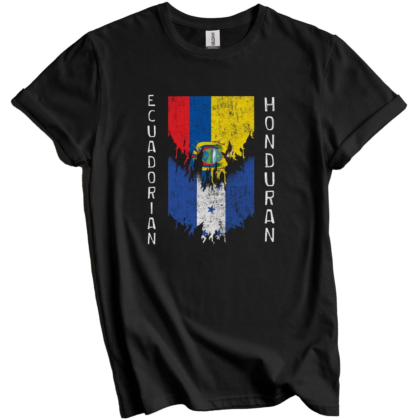 Ecuadorian Honduran Flags Ripped Torn Ecuador Honduras T-Shirt 4XL