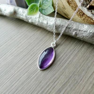 Amethyst Gemstone Solid 925 Sterling Silver 18 Inch Chain Handmade Designer Women Necklace