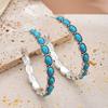 Bohemia Turquoises Earrings Silver Color Round Hoop Earrings for Women Vintage Female Party Earring Fashion Jewelry Accessories