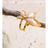 Yhpup Stainless Steel Simulated Pearls Open Flower Ring Trendy 18K Golden PVD Plated Young Modern Finger Jewelry Accessories