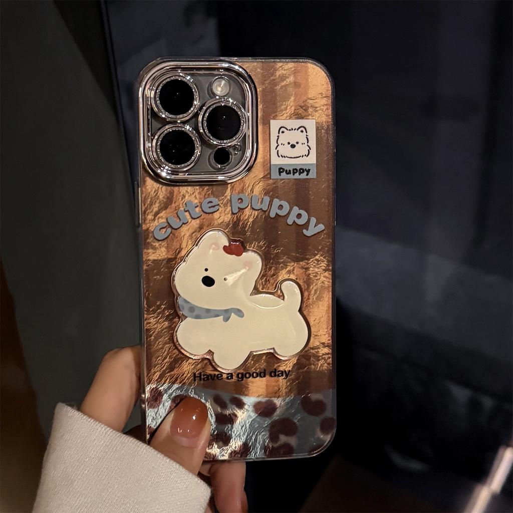 Brown Puppy Cartoon Lanyard Case for iPhone 16 15 14 13/12/11promax /xsmax/xr 7/8plus SE